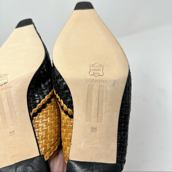 Mista London Woven Leather Pointed Toe Mules Slides Kitten Heel 35 - Picture 9 of 9